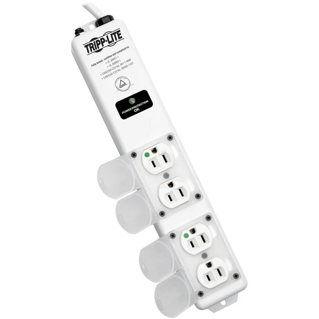 Tripp Lite by Eaton Safe-IT UL 60601-1 Medical-Grade Surge Protector for Patient-Care Vicinity 4x Hospital-Grade Outlets 15 ft. Cord Antimicrobial Protection - Receptacles: 4 x NEMA 5-15R