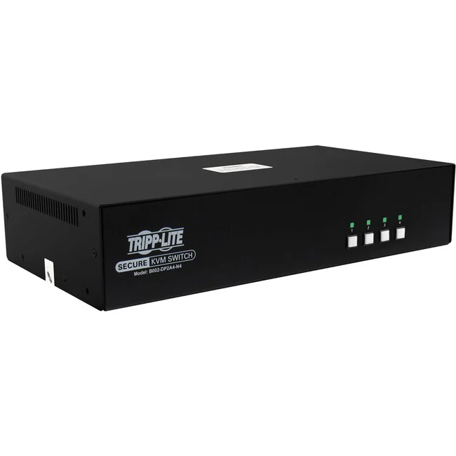 Tripp Lite by Eaton Secure KVM Switch, 4-Port, Dual Head, DisplayPort to DisplayPort, 4K, NIAP PP4.0, Audio, TAA - 4 Computer(s) - 1 Local User(s) - 3840 x 2160 - 50 Hz, 60 Hz - 6 x USB - 10 x DisplayPort - TAA Compliant