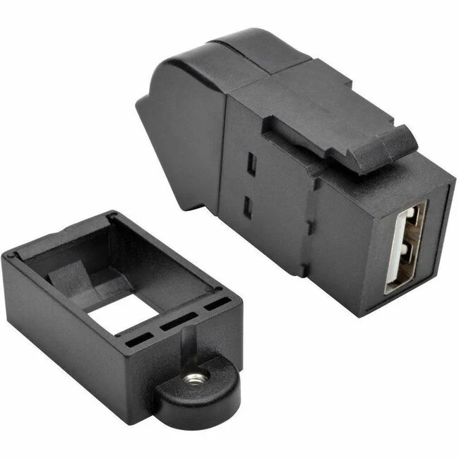 Tripp Lite by Eaton USB 2.0 All-in-One Keystone/Panel Mount Angled Coupler (F/F), Black