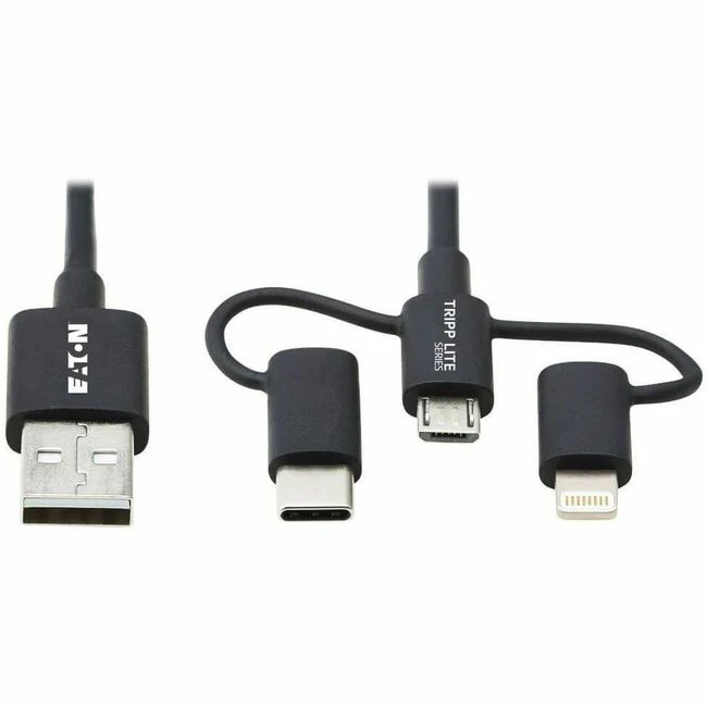 Tripp Lite by Eaton USB-A to Lightning, USB Micro-B and USB-C Sync/Charge Cable, Black, 6 ft.