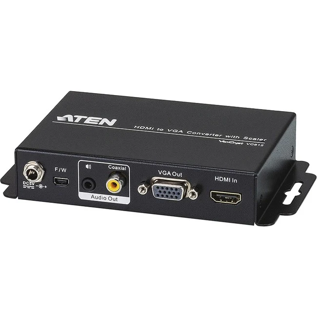 VanCryst VC812 HDMI to VGA Converter with Scaler-TAA Compliant - Functions: Video Conversion, Video Scaling, De-interlace, Noise Filtering, Video Processing - 1920 x 1200 - VGA - Audio Line Out - 1 Pack - Mountable