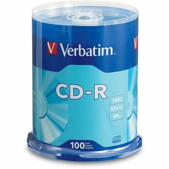 Verbatim CD Recordable Media - CD-R - 52x - 700 MB - 100 Pack Spindle - 120mm - 1.33 Hour Maximum Recording Time