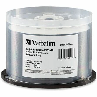 Verbatim DataLifePlus DVD Recordable Media - DVD+R - 16x - 4.70 GB - 50 Pack Spindle - 120mm - Printable