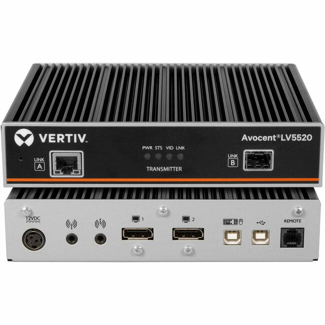 Vertiv Avocent LV5520 High-Performance KVM Extender | Transmitter - High-Performance KVM Extender | 4K 60Hz | Single Head | Dual Head | Single Port KVM | 2 Port KVM | 4 Port KVM | 4K DisplayPort | USB 2.0 | True USB Emulation | DVI KVM Switch | Fiber Opti