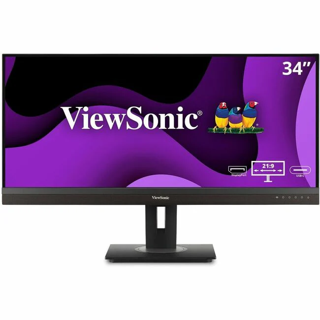 ViewSonic Ergonomic VG3456A - 34" 21:9 Ultrawide 1440p IPS Monitor with Built-In Docking, 100W USB-C, RJ45 - 300 cd/m² - ViewSonic VG3456A 34 Inch 21:9 UltraWide QHD 1440p IPS Monitor with Ergonomics Design, 100W USB C, Docking Built-In, Gigabit Ethe