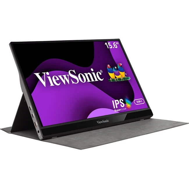 ViewSonic VG1655 15.6 Inch 1080p Portable Monitor with 2 Way Powered 60W USB C, IPS, Eye Care, Dual Speakers, Built in Stand with Smart Cover - VG1655 - 1080p Portable Monitor with 60W USB-C, IPS, Built in Stand, Smart Cover - 250 cd/m² - 15.6"