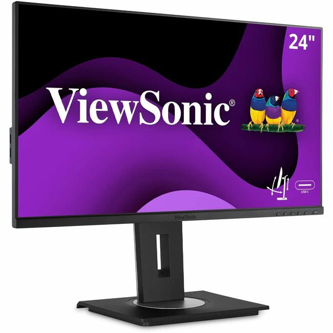 ViewSonic VG2456 24 Inch 1080p Monitor with USB C 3.2, Docking Built-In Gigabit Ethernet and 40 Degree Tilt Ergonomics for Home and Office - Ergonomic VG2456 - 1080p Monitor with USB-C, Built-In Docking, RJ45 and 40 Degree Tilt - 250 cd/m² - 24"