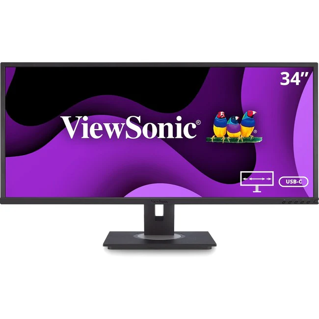 ViewSonic VG3456 34 Inch 21:9 UltraWide WQHD 1440p Monitor with Ergonomics Design USB C Docking Built-In Gigabit Ethernet for Home and Office - Ergonomic VG3456 - 21:9 UltraWide WQHD 1440p Monitor with Built-In Docking, USB-C, RJ45 - 300 cd/m² - 34"