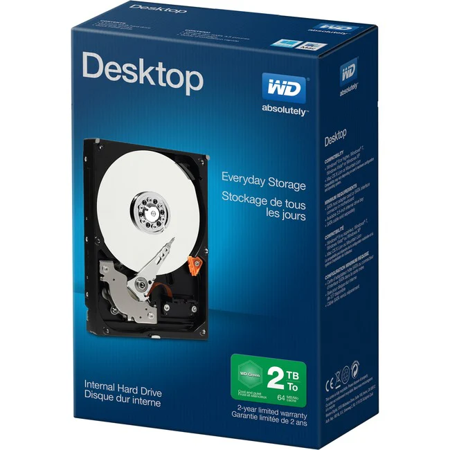 WD 2TB 3.5" Desktop Mainstream SATA 6 Gb/s Internal Hard Drive - SATA - IntelliPower - 64 MB Buffer - Retail - 2 Year Warranty - Retail