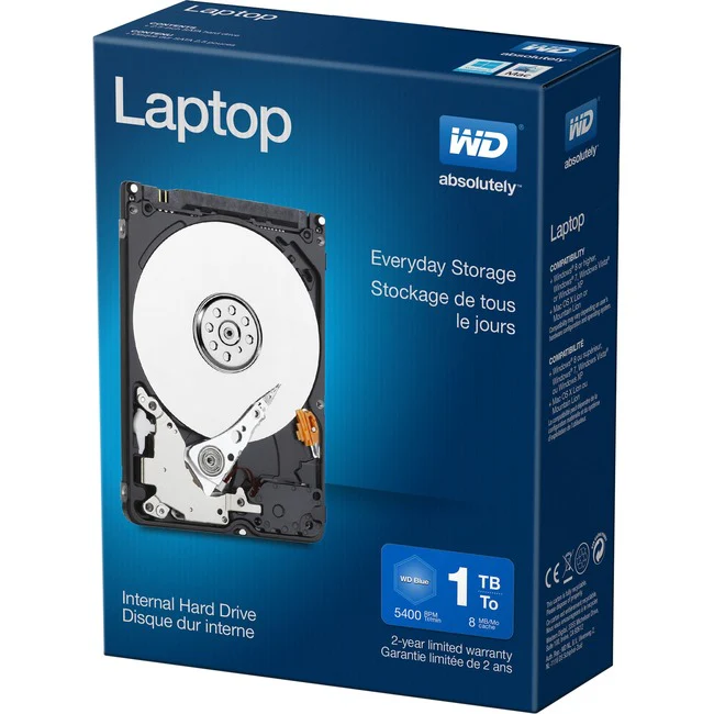 WD Laptop Mainstream Internal Hard Drive 2.5 Inch - SATA - 5400 rpm - 8 MB Buffer - Retail - 1TB