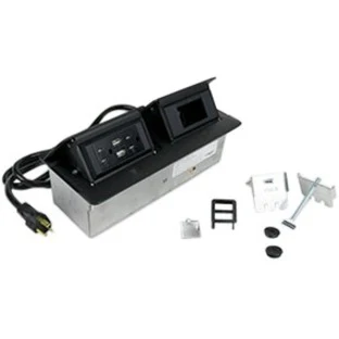 Wiremold Cord Ended deQuorum Dual Flip-Up Unit with USB - 20 A Rectangular Tabletop - TAA Compliant