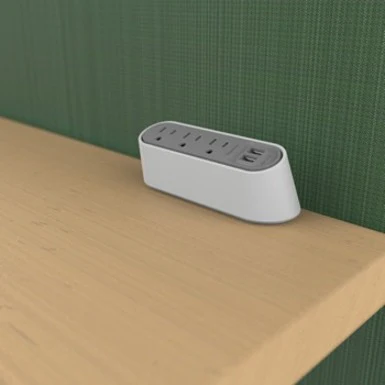 Wiremold Desktop Power Center Slim 3 Outlet 2 USB White/Gray - 15 A Rectangular Desktop, Desk Mountable
