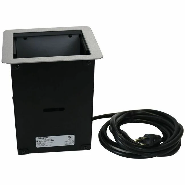 Wiremold InteGreat A/V Table Box with USB, Cord Ended, Aluminum - 5 x Power Receptacles - 15 A Recessed Mount - Aluminum