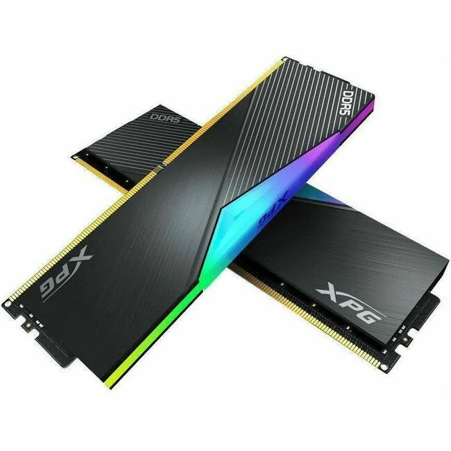 XPG LANCER AX5U6000C3016G-DCLARBK 32GB (2 x 16GB) DDR5 SDRAM Memory Kit - For Desktop PC - 32 GB (2 x 16GB) - RGB - DDR5-6000/PC5-48000 DDR5 SDRAM - 6000 MHz Single-rank Memory - CL30 - 1.35 V - ECC - Unbuffered, Unregistered - 288-pin - DIMM - Lifetime W
