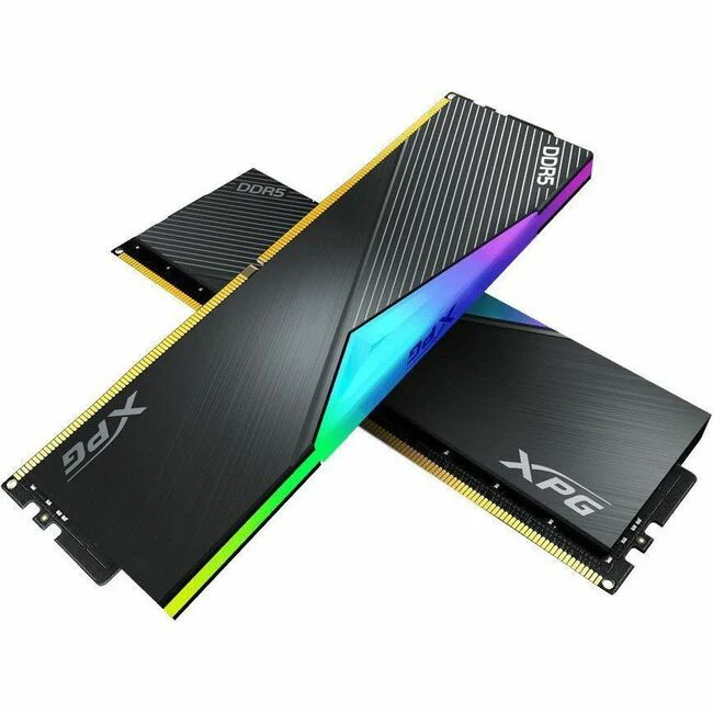 XPG LANCER AX5U7200C3416G-DCLARBK 32GB (2 x 16GB) DDR5 SDRAM Memory Kit - For Desktop PC - 32 GB (2 x 16GB) - RGB - DDR5-7200/PC5-57600 DDR5 SDRAM - 7200 MHz Single-rank Memory - CL34 - 1.45 V - ECC - Unbuffered - 288-pin - DIMM - Lifetime Warranty