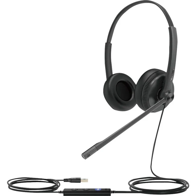 Yealink UH34 Headset - Stereo - USB Type C, Mini-phone (3.5mm) - Wired - 32 Ohm - 20 Hz - 20 kHz - Over-the-head - Binaural - Ear-cup - 3.94 ft Cable - Noise Cancelling, Uni-directional, Electret, Condenser Microphone - Black
