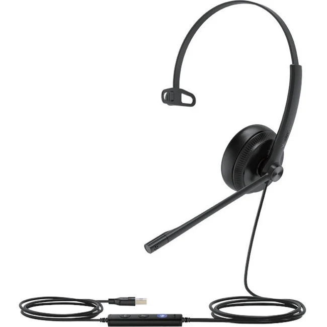 Yealink UH34 Lite Headset - Mono - USB, Mini-phone (3.5mm) - Wired - 32 Ohm - 20 Hz - 20 kHz - Over-the-head - Monaural - Ear-cup - 3.94 ft Cable - Noise Cancelling, Uni-directional, Electret, Condenser Microphone - Black