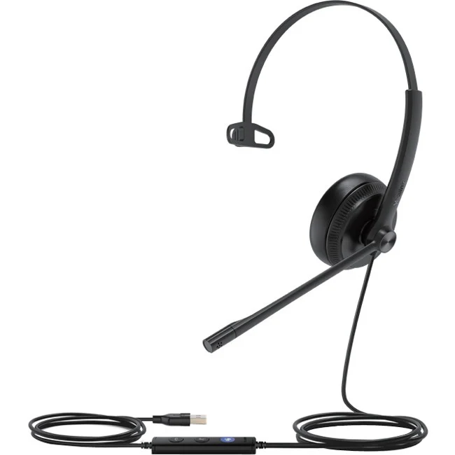 Yealink USB Wired Headset - Mono - USB - Wired - 32 Ohm - 20 Hz - 20 kHz - Over-the-head - Monaural - Uni-directional, Electret Microphone - Noise Canceling - Black