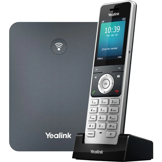 Yealink W76P IP Phone - Cordless - Corded - DECT - Wall Mountable, Desktop - Alabaster Silver, Classic Gray - VoIP - 1 x Network (RJ-45)