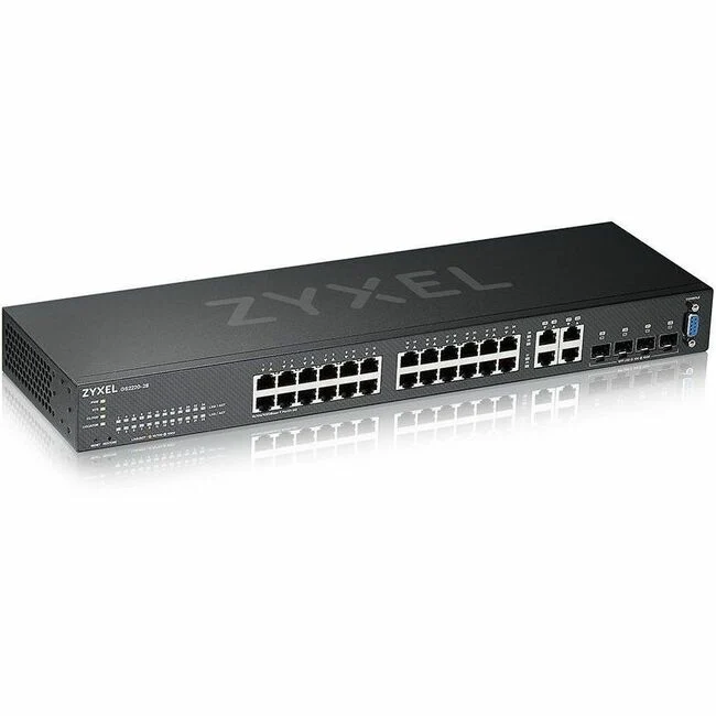 ZYXEL 24-port GbE L2 Switch with GbE Uplink - 24 Ports - Manageable - 4 Layer Supported - Modular - 4 SFP Slots - 22.50 W Power Consumption - Twisted Pair, Optical Fiber - Rack-mountable - Lifetime Limited Warranty