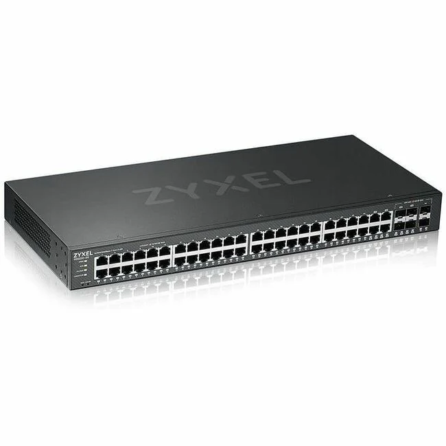 ZYXEL 48-port GbE L2 Switch with GbE Uplink - 48 Ports - Manageable - 4 Layer Supported - Modular - 6 SFP Slots - 36.90 W Power Consumption - Twisted Pair, Optical Fiber - Rack-mountable - Lifetime Limited Warranty