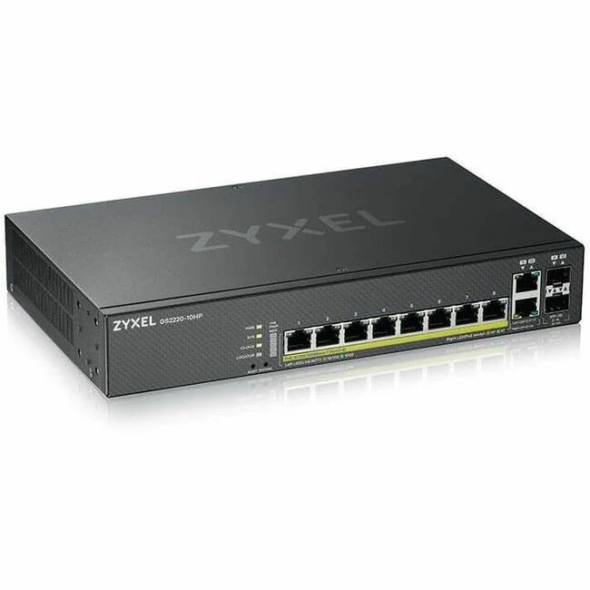 ZYXEL 8-port GbE L2 PoE Switch with GbE Uplink - 8 Ports - Manageable - 4 Layer Supported - Modular - 2 SFP Slots - 210.80 W Power Consumption - 180 W PoE Budget - Twisted Pair, Optical Fiber - PoE Ports - Rack-mountable, Wall Mountable - Lifetime Limited