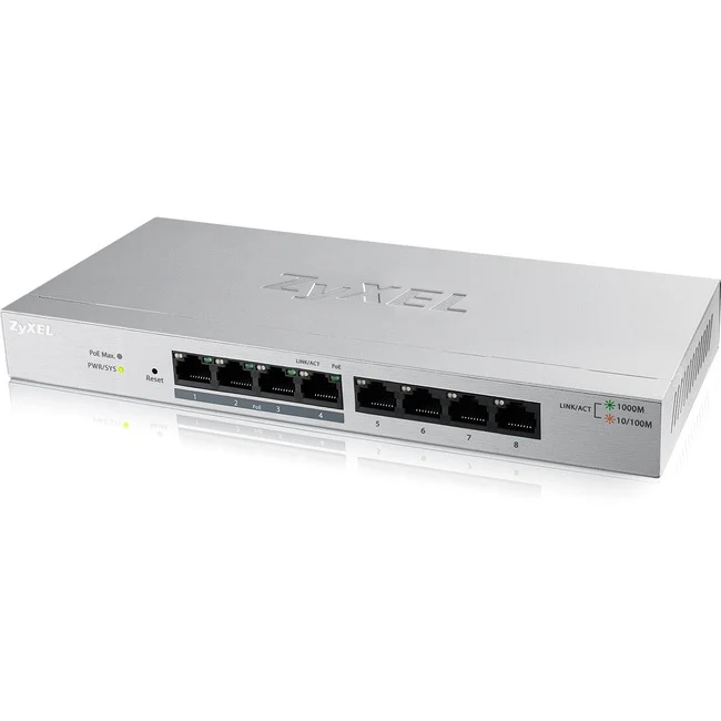 ZYXEL 8-Port GbE Web Managed PoE Switch - 8 Ports - Manageable - Gigabit Ethernet - 1000Base-T - 2 Layer Supported - Twisted Pair - Desktop